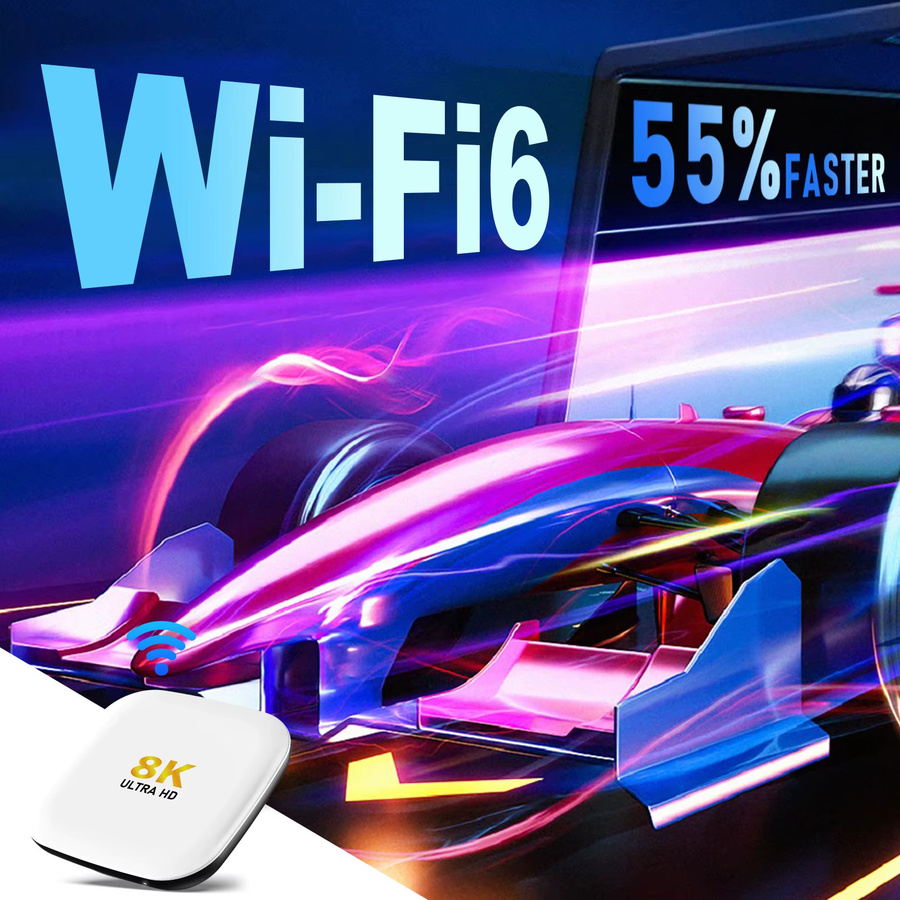 H96 Max M2 Android 13 TV-Box mit RK3528 Prozessor, 8K Ultra HD, Wifi 6, Bluetooth 5.0 und Sprachfernbedienung mit Google Sprachassistent in Weiß - Bild 4