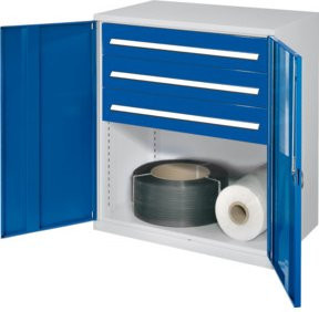 Kappes Schwerlastbeistellschrank Mod. 67 aus Stahl in Grau und Blau mit abschließbaren Vollblechtüren, B/T/H: 111 x 60 x 165 cm - Bild 1