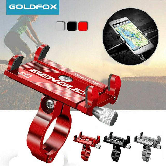 GOLDFOX Universal Fahrrad Telefon Halterung und Motorrad Lenker Handy Clip in Schwarz - Bild 1