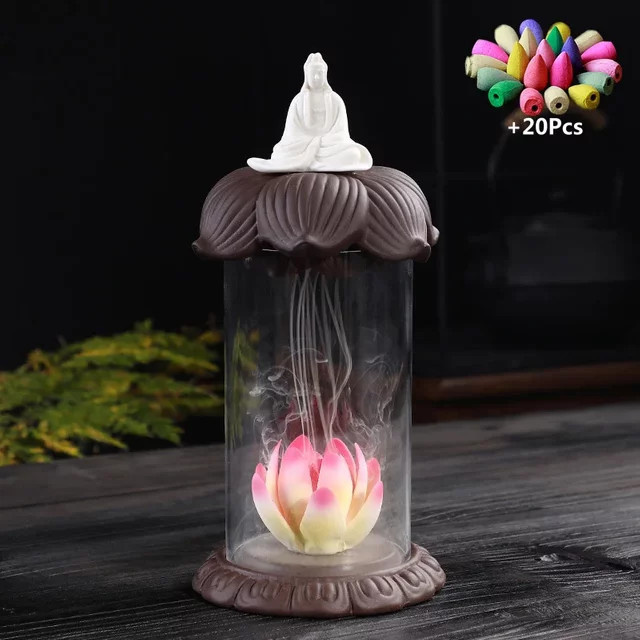 MINIDEAL Winddichter Buddha Lotus Rückfluss-Weihrauchbrenner mit Sonne Wukong Affenkönig zur Dekoration für Home Office und Teehaus - Bild 1