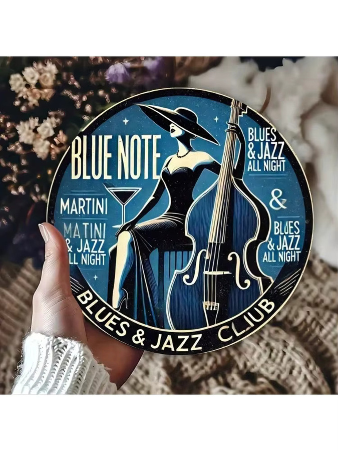 Blue Note Jazz Club Retro Metall-Blechschild von CIFBUY in Blau, B/H: 20,32 x 30,48 cm - Bild 3