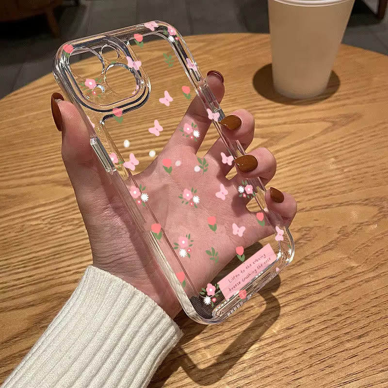 Transparente Samsung Handyhülle mit Blumenmuster aus weichem TPU für verschiedene Modelle wie S25 Ultra, S24 Ultra und S23 Plus - Bild 3