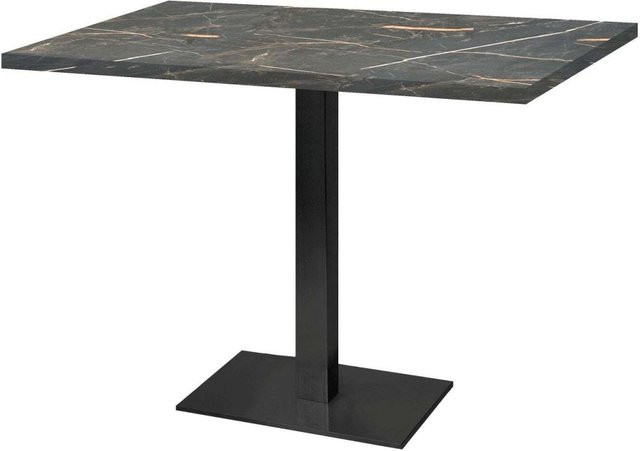 RestooTab Tisch Milan rechteckig in Stein & Holz Optik, Farbe Steingrau und Schwarz, B/T/H: 120 x 70 x 75 cm - Bild 1