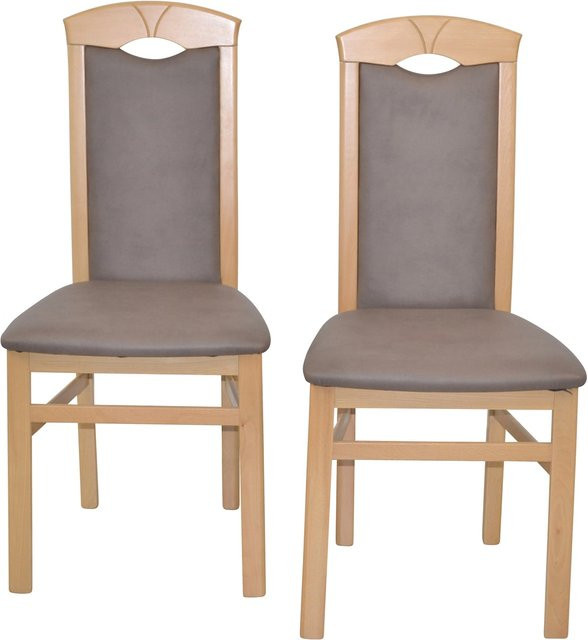 Set aus 2 Massivholzstühlen Linda von möbel direkt online aus Buche mit brauner Kunstlederoptik - Bild 1