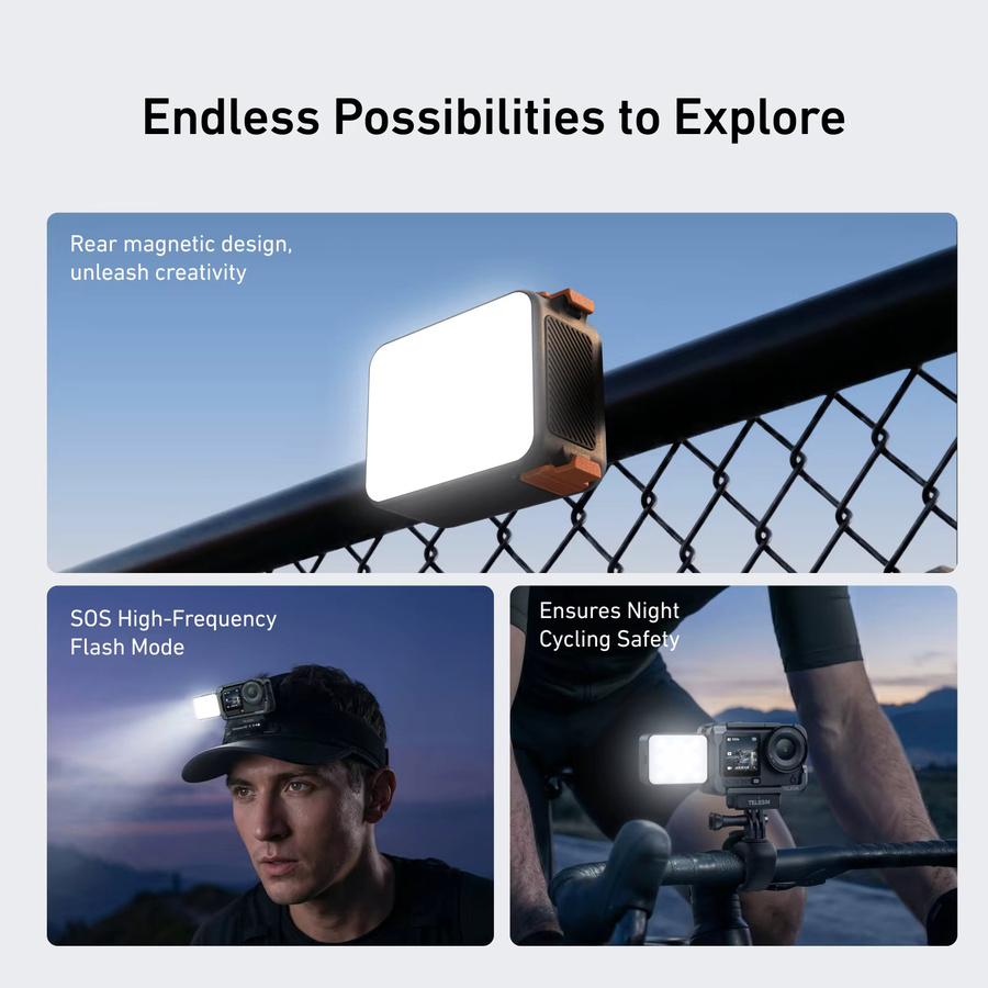 TELESIN Magnetisches Schnellwechsel-Fülllicht Mini Wasserdichtes Selfie-Licht in Schwarz für DJI OSMO Action 6 und DJI Nano Mini - Bild 5