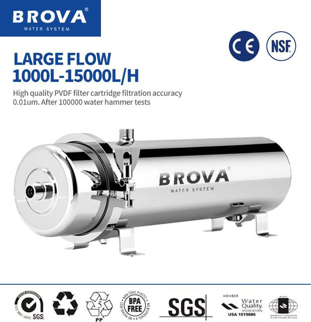 BROVA Wasserreiniger PVDF UF System mit 0,01 μm Filtration für Haus und Gewerbe, Durchflussrate 1000L-15000L/H, SUS304 Filterelemente - Bild 1