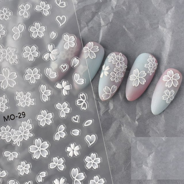 AuuuGBeau Nail Art Aufkleber, weiße Kirschblüten, Unisex - Bild 1