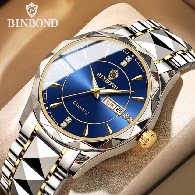 BINBONG Armbanduhr Quarz, Edelstahl, Bicolor, Herren - Bild 1
