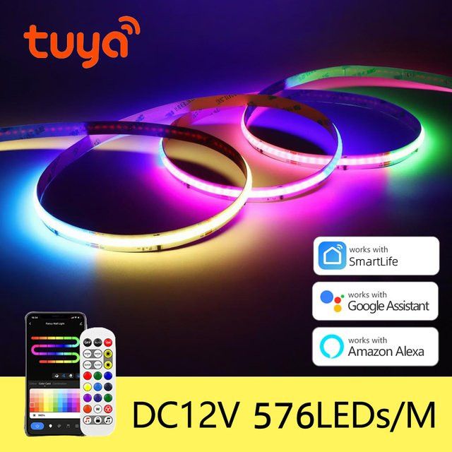 CHNAITEKE RGBIC COB LED Streifen mit Tuya Smart Life App Steuerung, 12V adressierbare WS2811 IC flexible LED Leiste für Alexa und Google Home - Bild 1