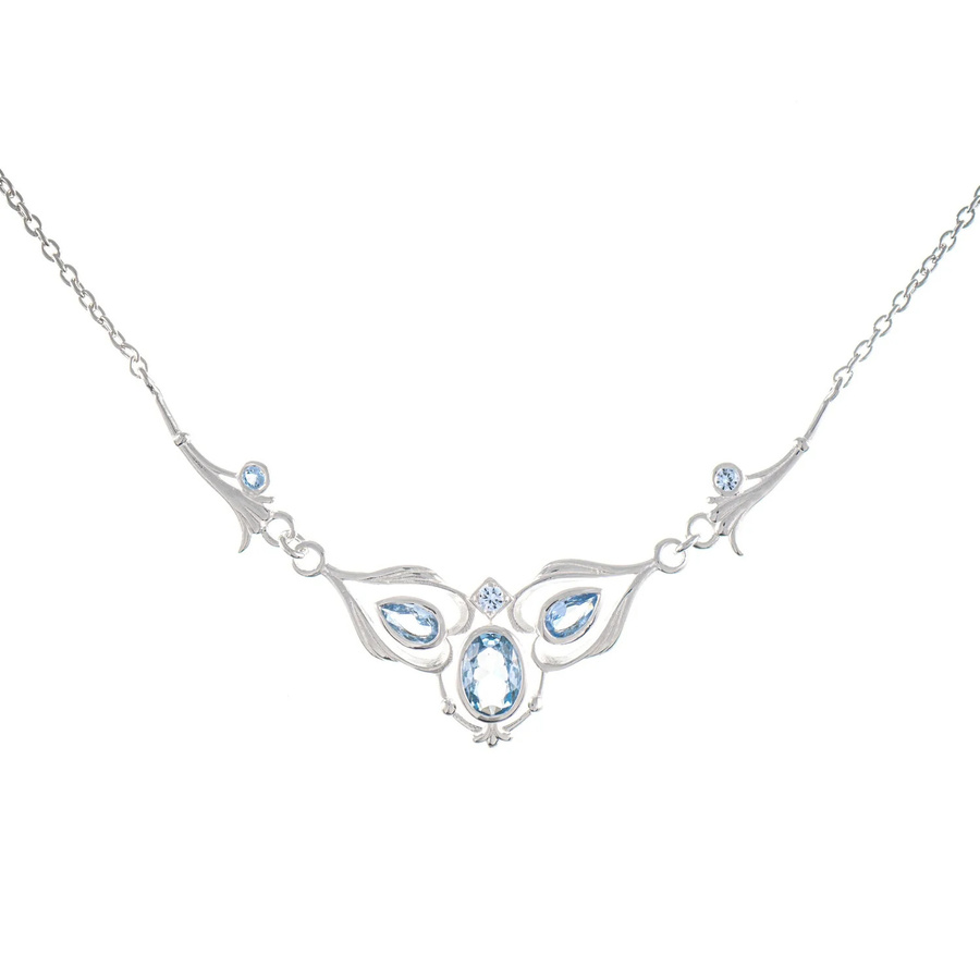 Collier 925 Silber, Zirkonia, hellblau - Bild 1