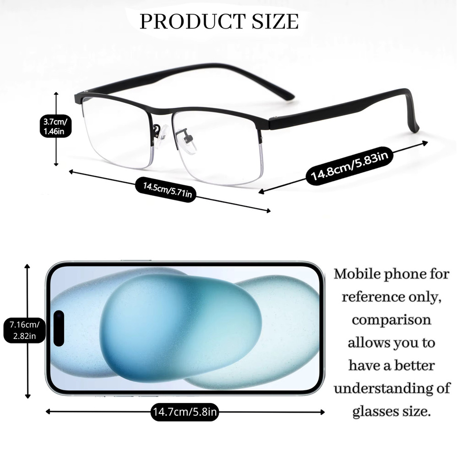 ZOZO TOMI Lesebrille, Halbrand, Rectangular, TR90, Unisex - Bild 3