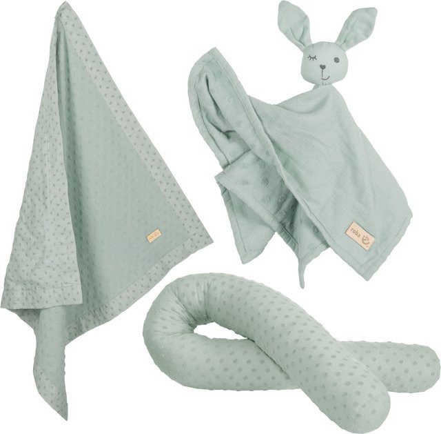 roba Organic Geschenkset Lil Planet aus Bio-Baumwolle in frosty green mit Bio-Bettschlange, Decke und Schmusetuch - Bild 1