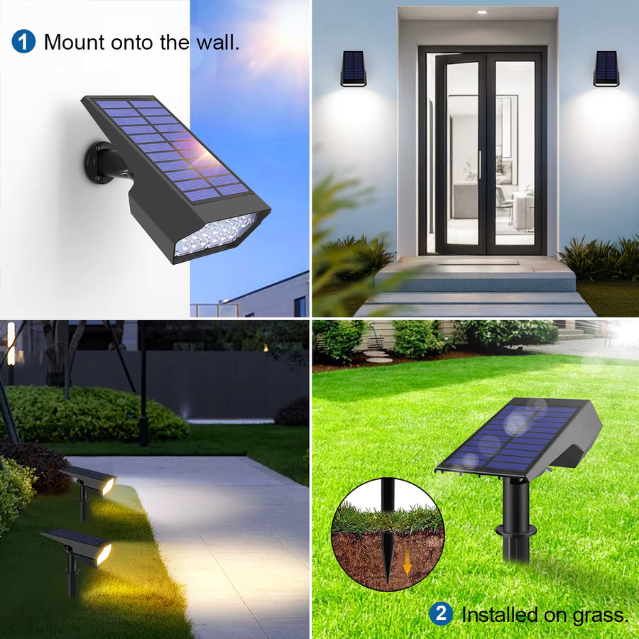 CHNAITEKE RGB Solar-Landschaftsstrahler mit 19 integrierten LEDs, IP65 wasserdicht, für Garten und Außenbereich - Bild 6