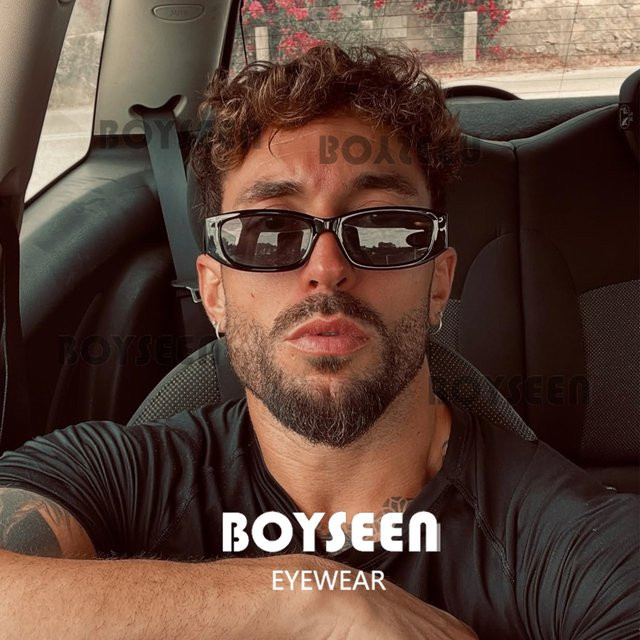 BOYSEEN Sonnenbrille, Herren, Vollrand, rechteckig, Schwarz, Orange, Kunststoff - Bild 1