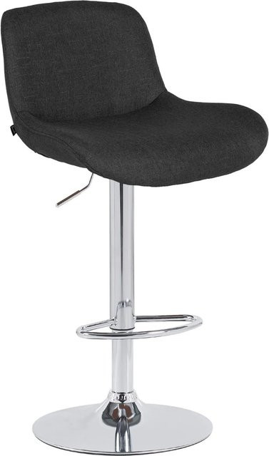 DELUKE Barhocker PONOR Barstuhl aus Samtstoff in Schwarz mit Silber, höhenverstellbar, drehbar mit Lehne, B/T/H: 50 x 50 x 85 cm - Bild 1