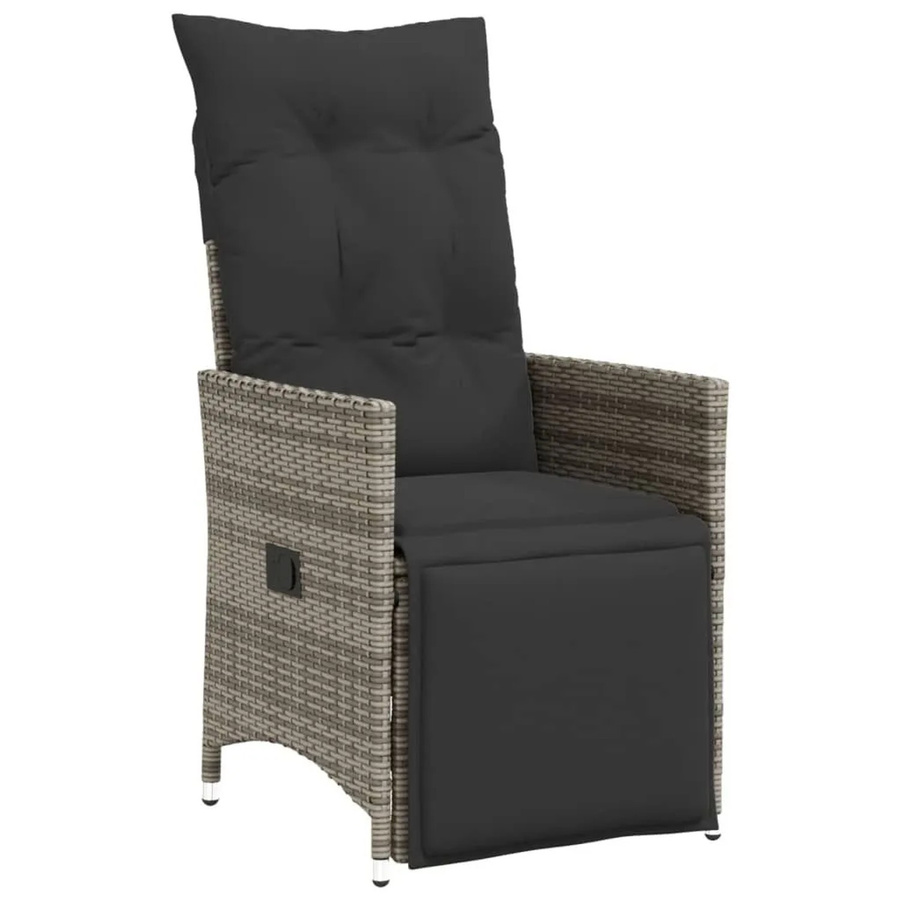 vidaXL Gartensessel aus grauem Poly-Rattan mit verstellbarer Rückenlehne und Kissen - Bild 2