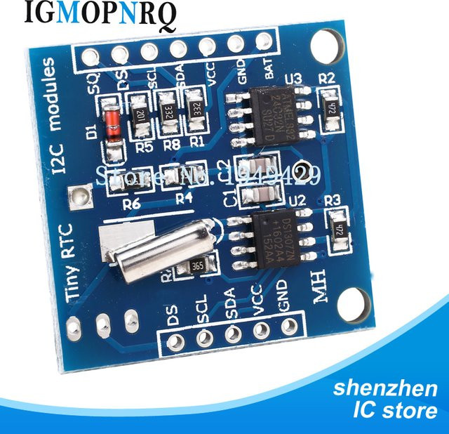 5er Set RTC I2C Module DS1307 Echtzeit-Uhr mit 24C32 Speicher in Blau ohne Batterie - Bild 1