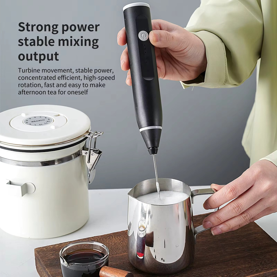 XIADYINJIA Elektrischer Mini-Milchaufschäumer und kabelloser Handmixer in Schwarz - Bild 2