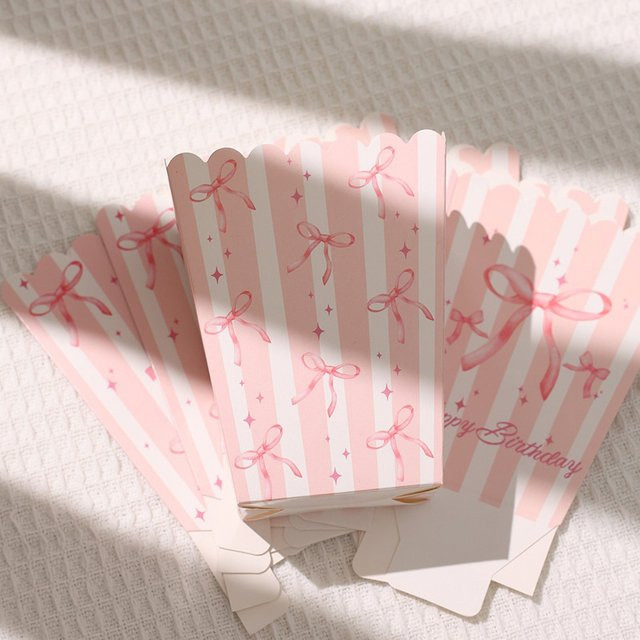 10 Stück Papierboxen mit Schleifenmuster in Pink für Gastgeschenke bei Hochzeiten oder Babypartys - Bild 1