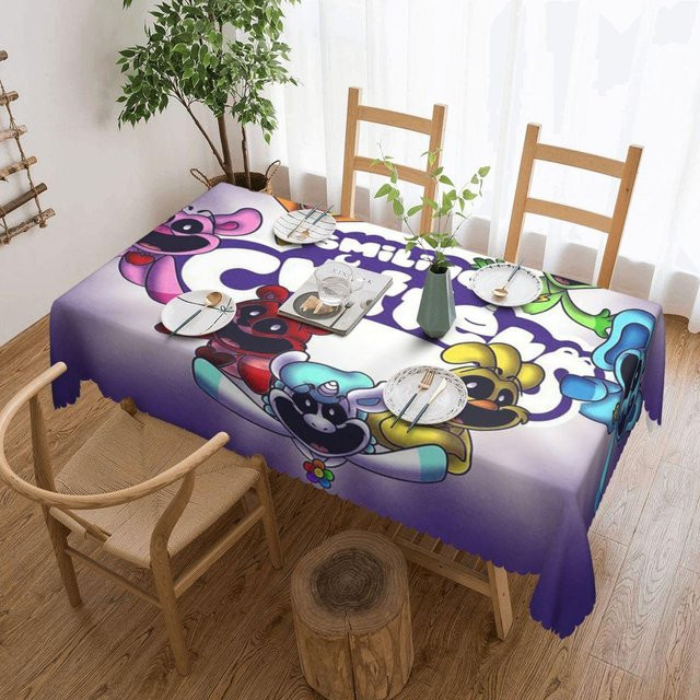 Beau Maison Rechteckige Tischdecke Lachende Tiere in Lila, Ölbeständig und Wasserabweisend, B/T: 137 x 183 cm - Bild 1