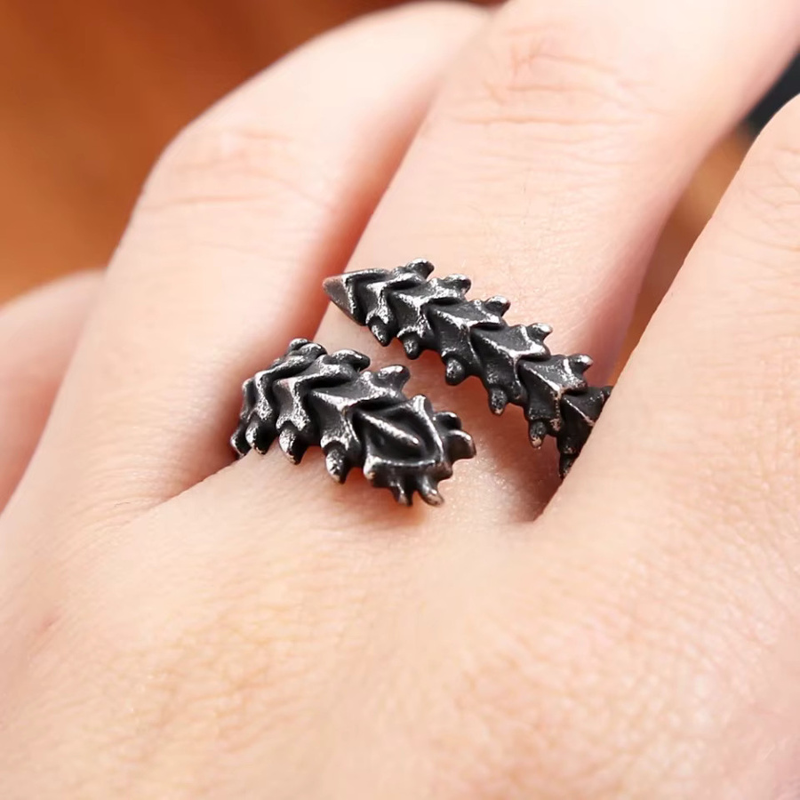 owlucky Ringe Edelstahl, Schwarz, Vintage, Unisex - Bild 3