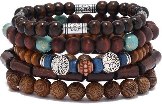 Armbänder Elberta, Holzperle, Baum, Kaktus, Hamsa Hand, Schmetterling, Damen, Schwarz - Bild 1