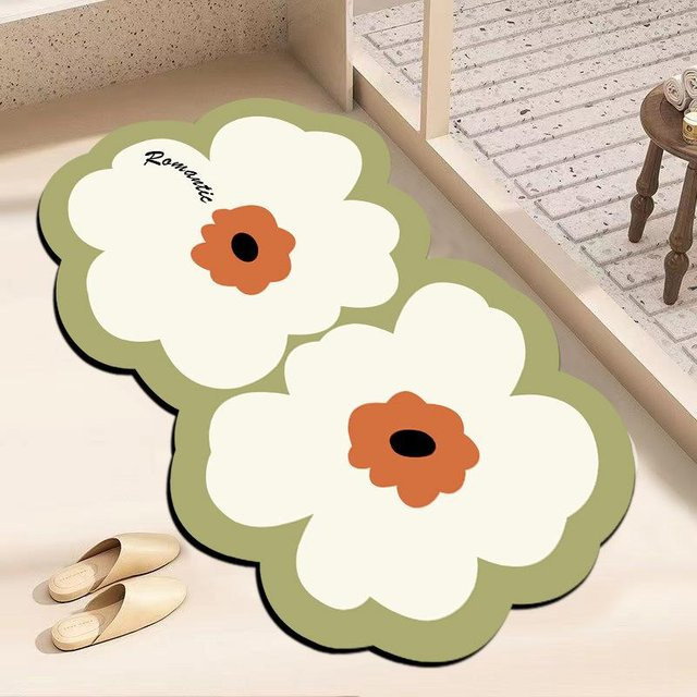 Saugfähige Kieselgurmatte in Blumenform von Yiran Furniture, grün, B/B: 40 x 60 cm - Bild 1
