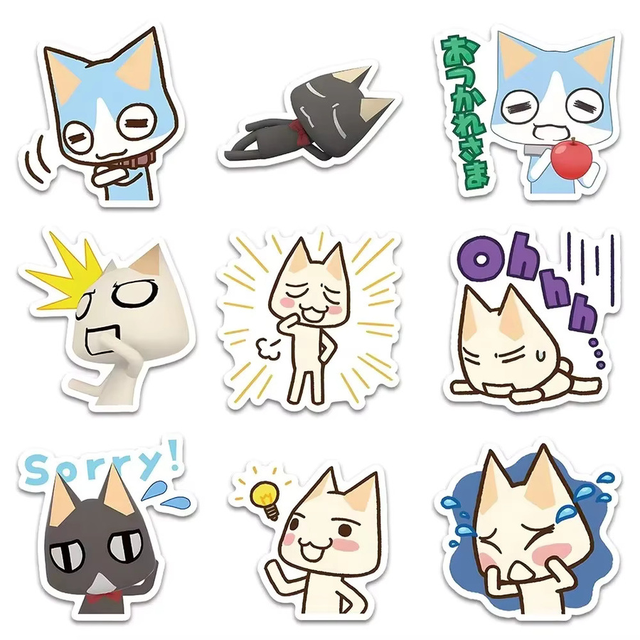 GOGOTU Inoue Toro Aufkleber, Cartoon Katze Meme, 50-teiliges Set - Bild 2