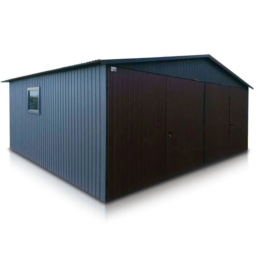 Liderstal Doppelgarage Basic aus Trapezprofilblech mit Seitengiebel, Doppelflügeltor und Fenstern, Farbe: Graphit, B: 600 cm, T: 500 cm, H: 270 cm - Bild 2