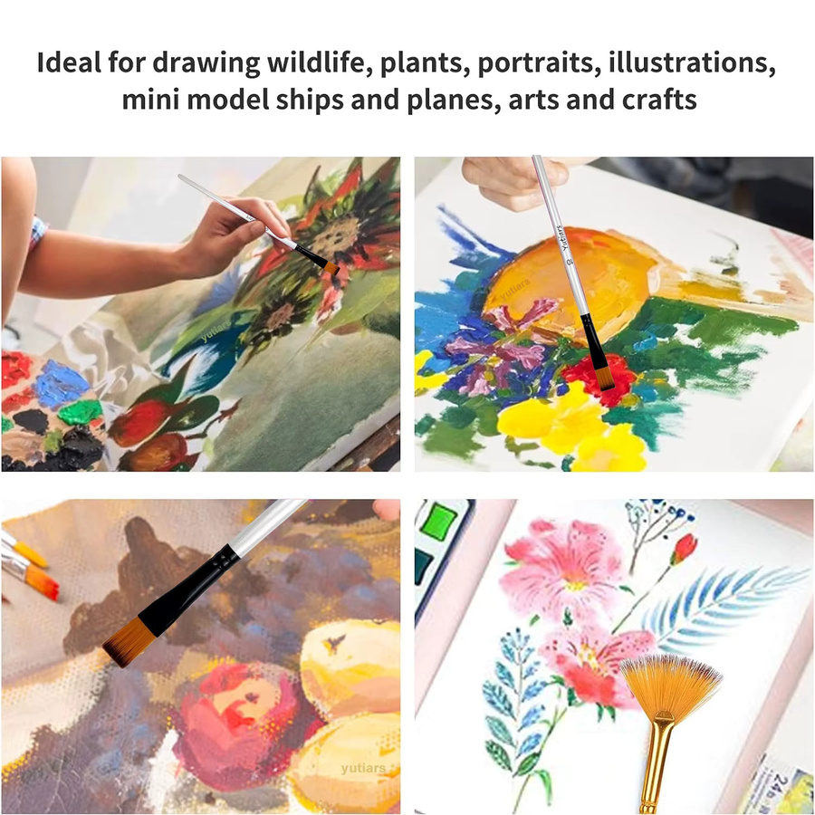 12-teiliges DIY Pinselset mit Nylonhaar und Holzgriff für Öl-, Acryl- und Aquarellmalerei - Bild 5