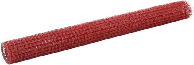 vidaXL Maschendrahtzaun aus Stahl mit PVC-Beschichtung in Rot, Länge: 25 m, Höhe: 1,2 m - Bild 1