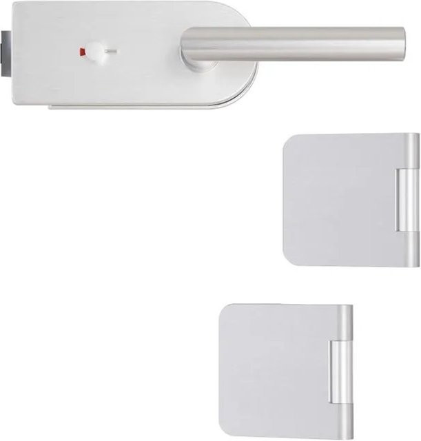 Hansaglas Glastürbeschlag Studio/Office WC- und Sanitärschloss Set, Farbe Silber, Gerundet, Aluminium - Bild 1