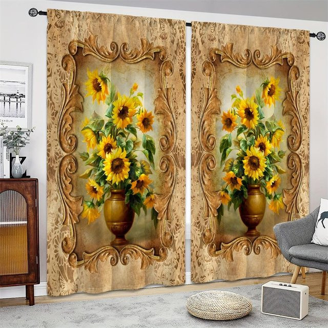 Yiran Furniture Vorhänge mit Blumen und Schmetterlingen in Rosa und Multicolour, 2er-Set, halbtransparent, B: 50 cm, H: 130 cm - Bild 1
