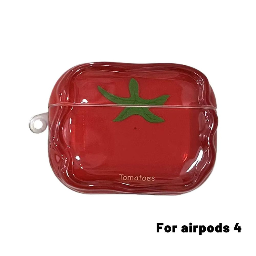 Transparente TPU-Schutzhülle mit Tomaten-Design für Apple AirPods 1., 2. oder 4. Generation, Farbe: Transparent/Rot - Bild 4