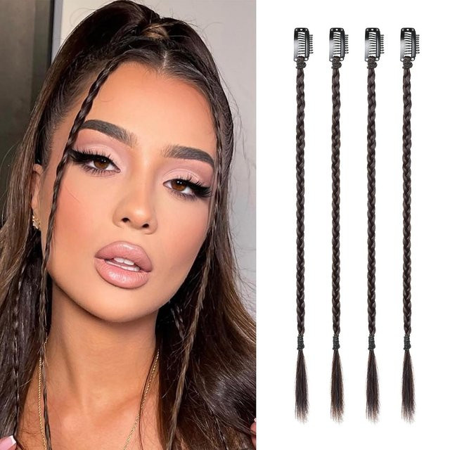 Refeeny Box Braids Clip-In-Haarverlängerungen, 4 Stück, Unisex - Bild 1