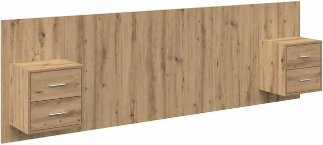 vidaXL Kopfteil mit Schrank Set aus Holzwerkstoff in Artisan-Eiche Braun, 3 Stück - Bild 1