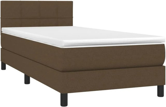 vidaXL Boxspringbett Hybrid mit Matratze und LED-Unterbettbeleuchtung Dunkelbraun B: 90 cm, T: 190 cm - Bild 1