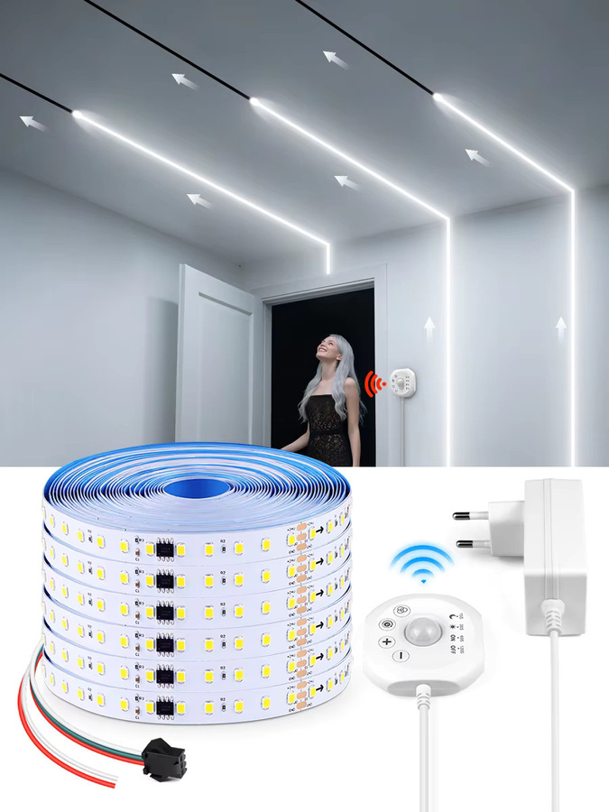 CHNAITEKE RGBIC LED-Streifen mit Bewegungssensor, WS2811 Smart Motion Sensor Lichtband in Multicolour, 24 V DC, ideal für Treppen, Schrank und Korridor - Bild 5