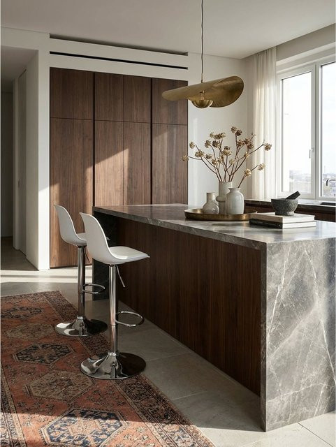Barhocker KORSIKA von KADIMA DESIGN aus Kunstleder und Metall, Weiß, B/T/H: 40 x 40 x 104 cm - Bild 1