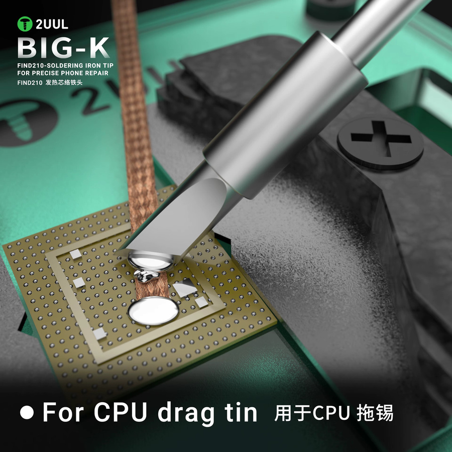 2UUL FIND210 BIG-K Heizkern Lötkolbenspitze für Handy Motherboard PCB CPU IC Reparatur in Silber - Bild 4