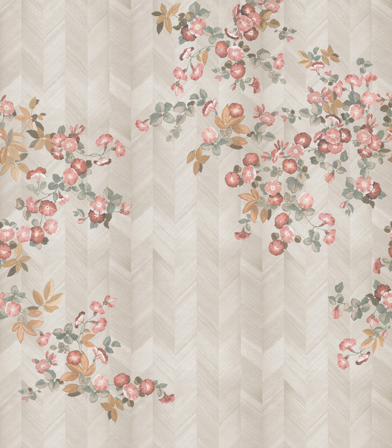 Omexco Tapete Fortunei IM81 Mural mit floralem Vintage-Design in Pink und Multicolour aus Non-Woven - Bild 1