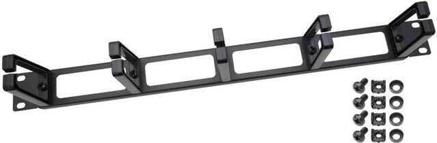 HMF 66455 Rangierpanel für 19 Zoll Serverschränke, 1 HE, mit 5 Führungsbügeln, Schwarz - Bild 1