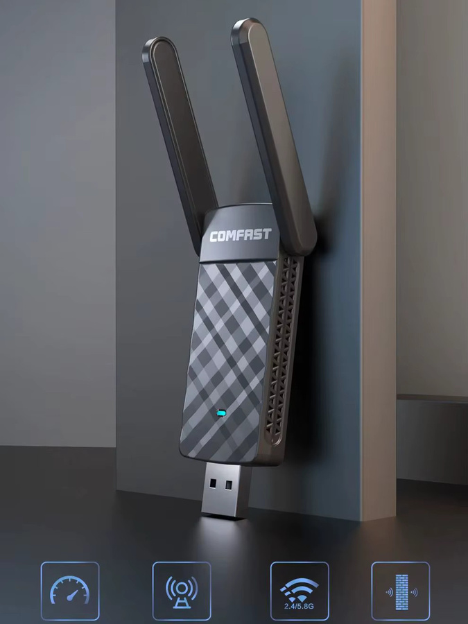Comfast USB 3.0 WLAN Adapter Dual-Band 5GHz & 2,4GHz mit High Gain Antennen in Schwarz - Bild 4