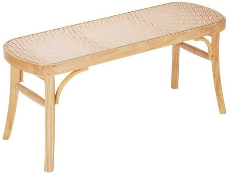 VEVOR Rattan Bank im Boho-Stil mit Eichenholz-Beinen, beige, B/T/H: 110 x 36,8 x 46,8 cm - Bild 1