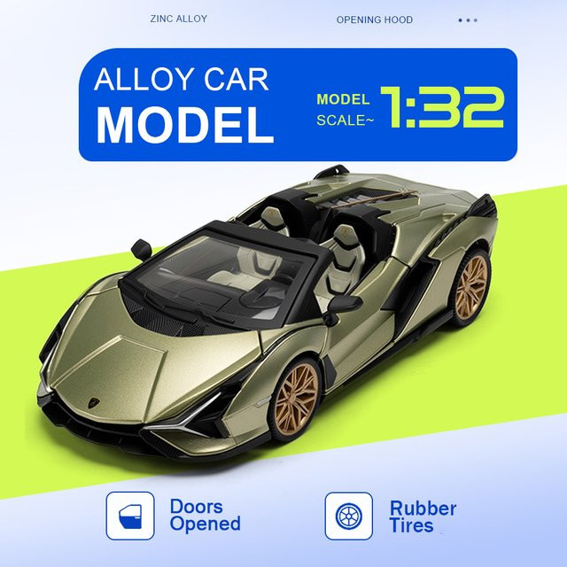 MAKEDA Sian P1 GTR Modell Supersportwagen, 1:32 Maßstab, Gelb - Bild 1
