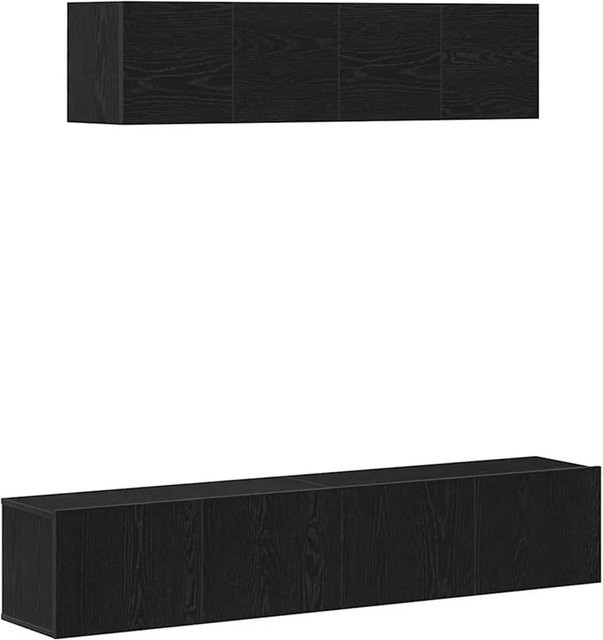 vidaXL TV-Schrankset in Schwarz und Eichen-Optik, modern Wandmontage mit Scharniertüren und Regalböden, B/H/T: 160 x 30 x 27 cm - Bild 1