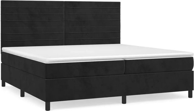 vidaXL Boxspringbett mit Matratze Schwarz Samt Hybrid-Design mit Taschenfederkern B/T: 200 x 200 cm, H: 203 cm - Bild 1