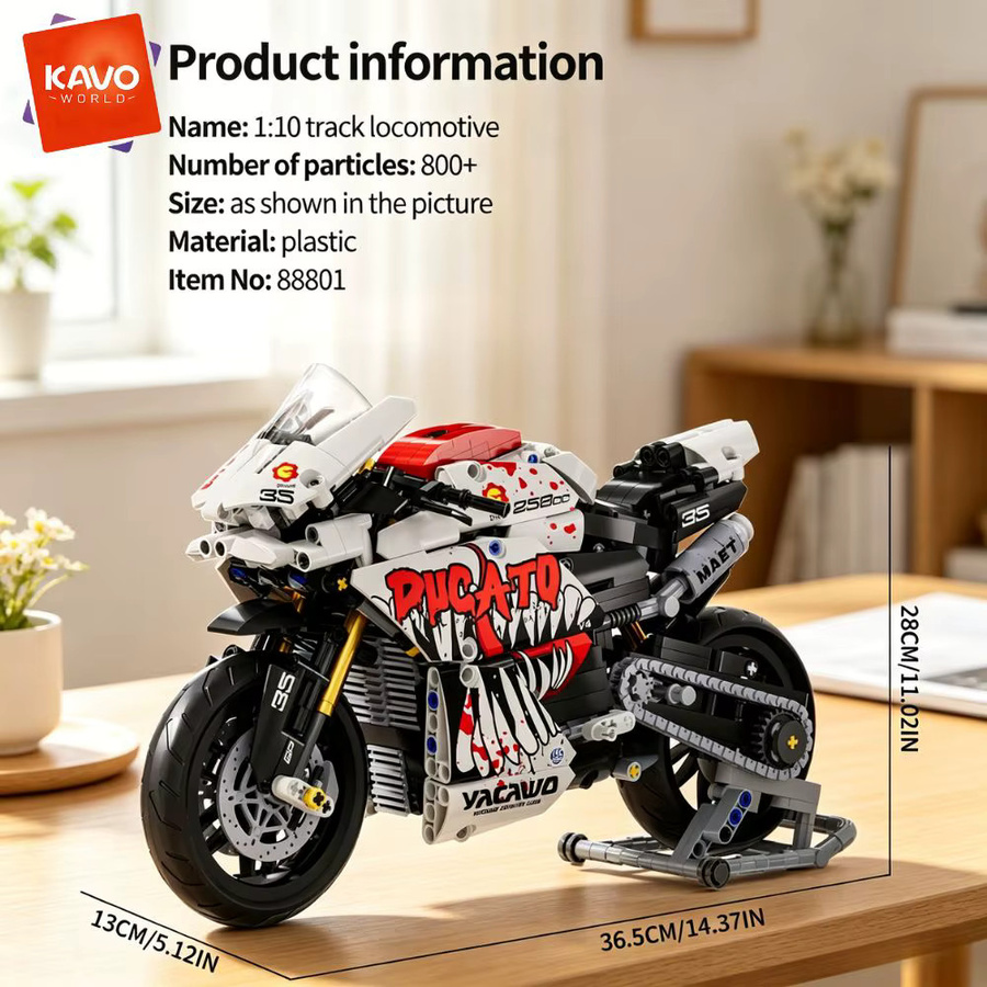 KAVOWORLD High-Tech V4 Rennmotorrad, Baukasten, Modell Bausteine - Bild 5
