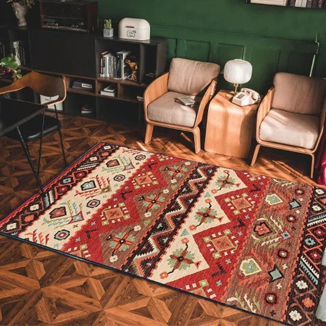 Rutschfester Teppich im marokkanischen und nordischen Stil von Lodestar, geometrisches Design, mehrfarbig, B/T: 80 x 50 cm - Bild 1