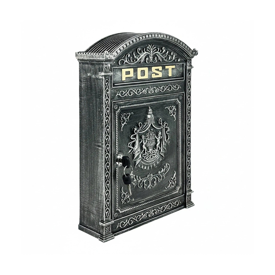 Abschließbarer Briefkasten aus Aluguss und Stahl von Relaxdays in Grau im Antik-Design, B/T/H: 44,5 x 31 x 9,5 cm - Bild 2